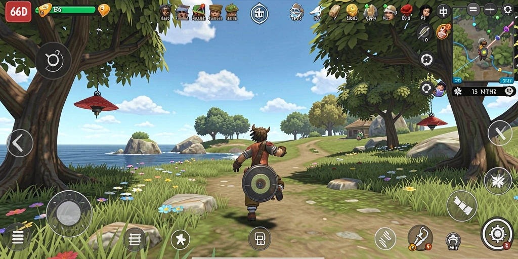 Tampilan gameplay <strong>66D</strong> yang penuh warna dan menarik.