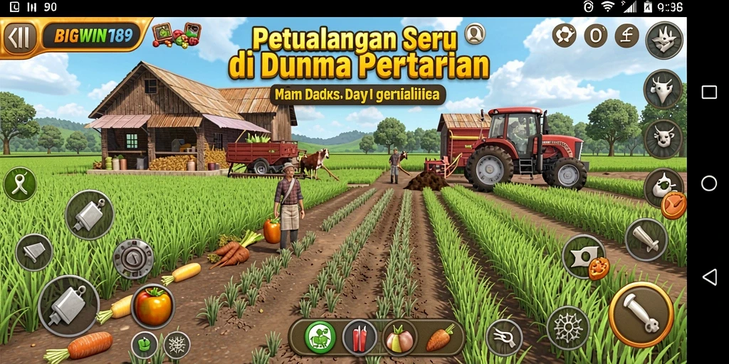 Screenshot gameplay BIGWIN189 menampilkan momen seru saat bertani.