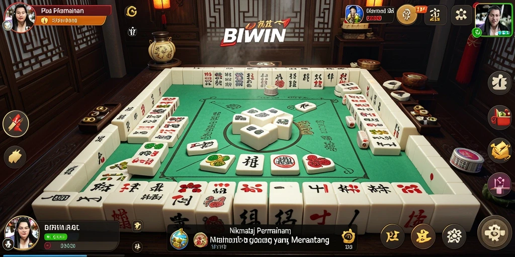 Gameplay Mahjong yang seru dalam BIWIN dengan tampilan grafis menarik.