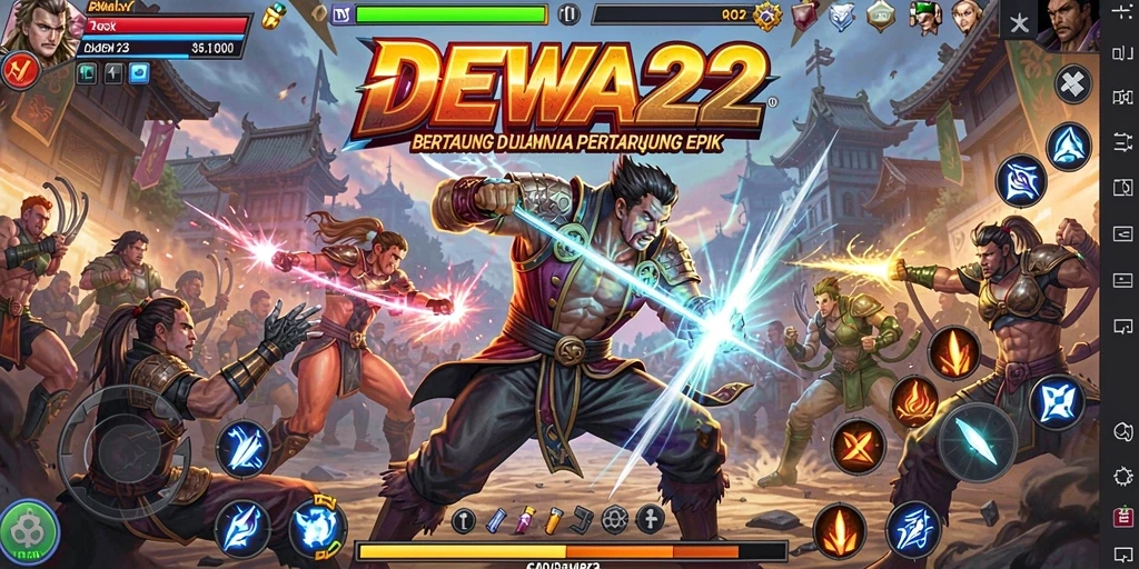 Screenshot DEWA22 menampilkan pertarungan cepat dan karakter bertarung