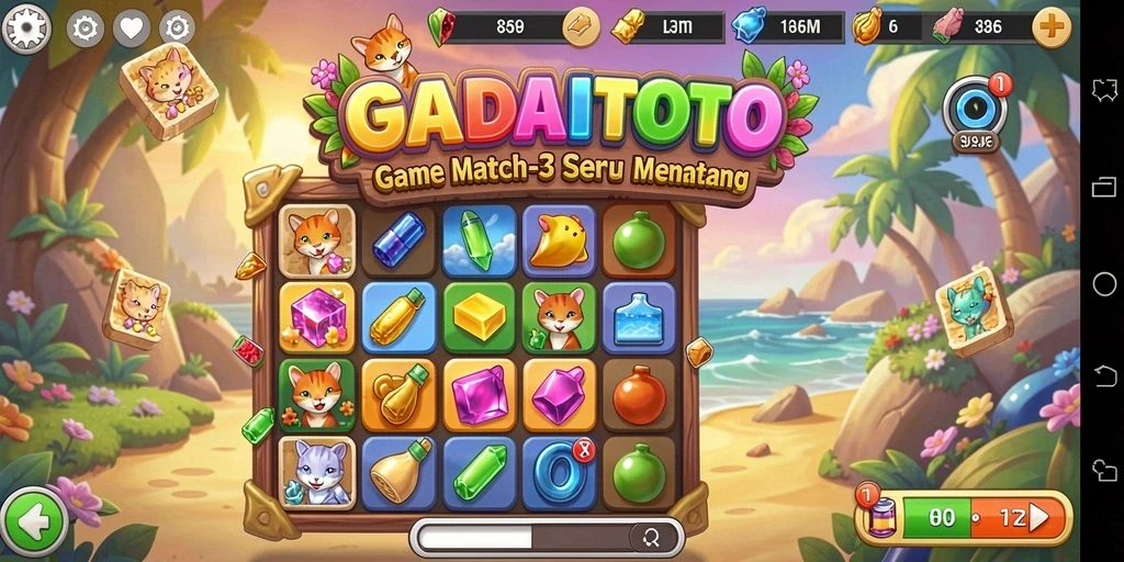 Tampilan gameplay GADAITOTO dengan kombinasi warna-warni yang menarik.
