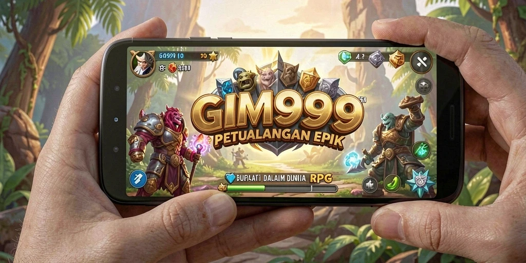 Tangkapan layar gameplay GIM999 dengan karakter bertarung di medan perang.