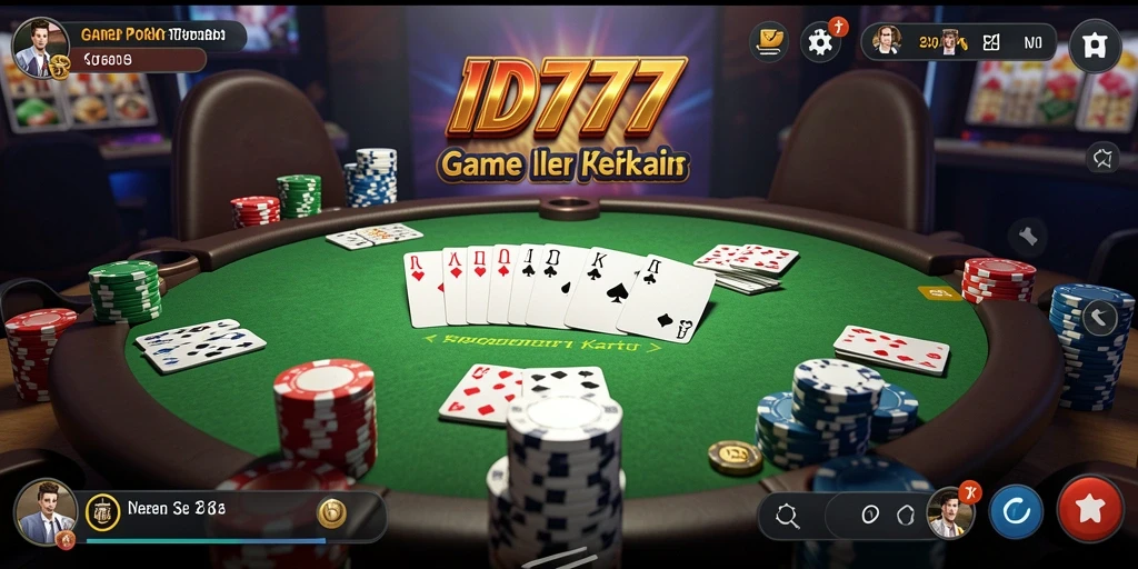 Screenshot gameplay <strong>ID777</strong> menampilkan aksi Poker yang mendebarkan.