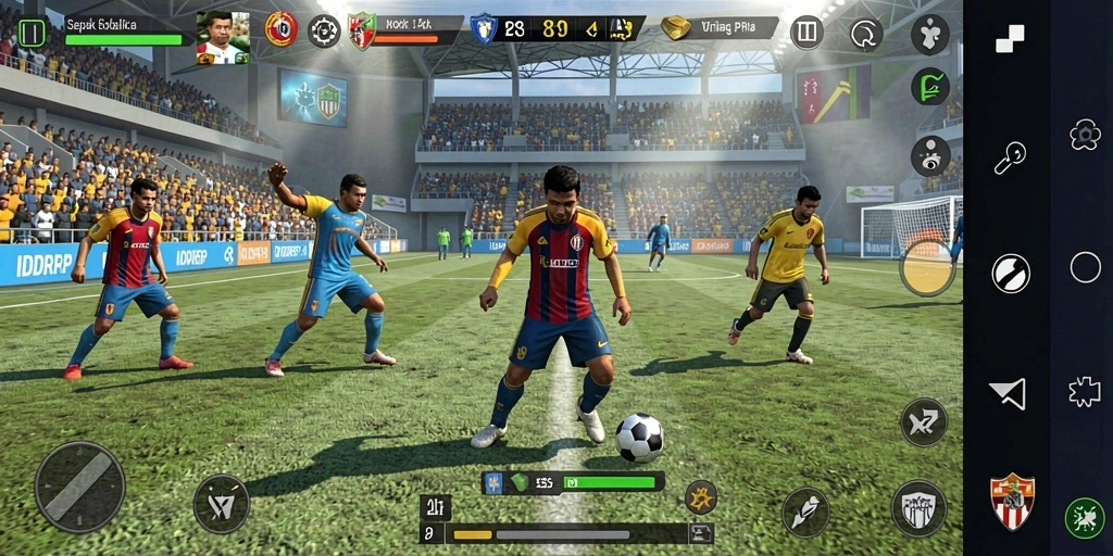 Tangkapan layar <strong>IDRRP</strong> menampilkan pertandingan penuh aksi di lapangan sepak bola.