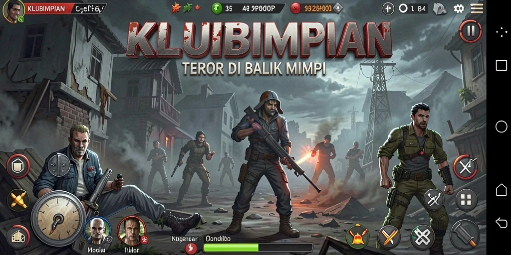 Screenshot dari gameplay KLUBIMPIAN yang menegangkan di dunia kelam.