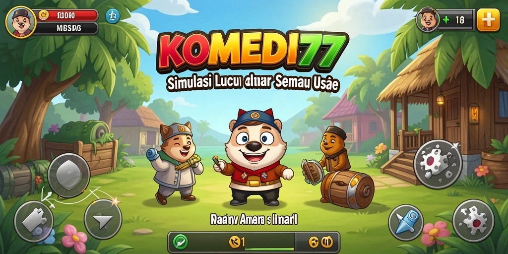 Gameplay seru dan lucu dari KOMEDI77 dengan banyak karakter unik.