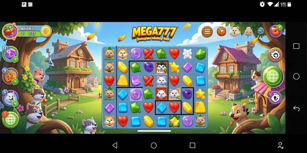 Tampilan gameplay Match-3 yang seru dan menantang di MEGA777.