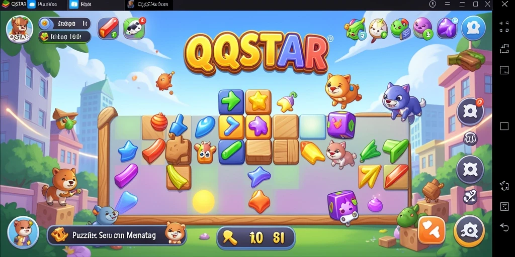 Screenshot gameplay <strong>QQSTAR</strong> menunjukkan aksi puzzle yang penuh tantangan.