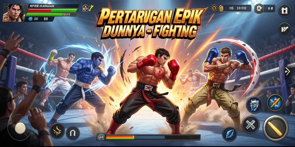 Tangkapan layar RPRR menampilkan karakter-karakter dalam aksi pertarungan yang dinamis.