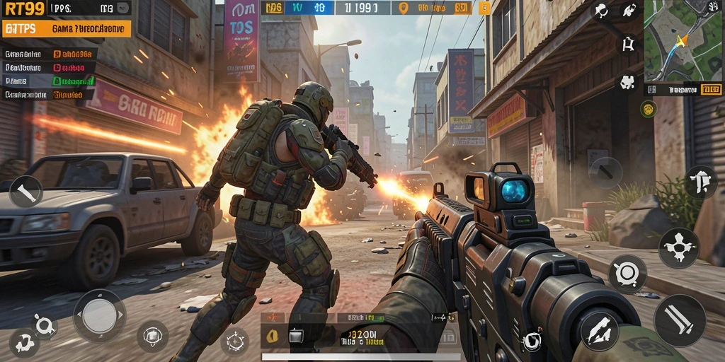 Gameplay RT99 menampilkan aksi tembak-menembak yang mendebarkan.